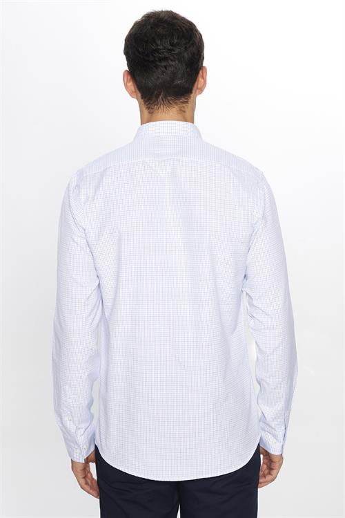 Erkek Modern Slim Fit Dar Kesim Uzun Kollu Pamuklu Çizgili 4 Mevsim İtalyan Yaka Gömlek