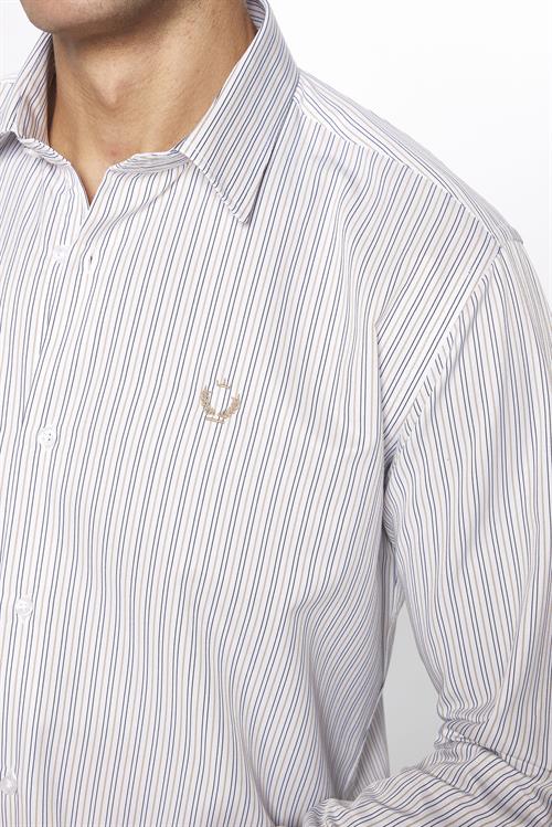 Erkek Modern Slim Fit Dar Kesim Uzun Kollu Pamuklu Çizgili Gömlek