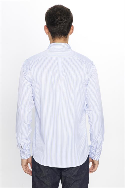 Erkek Modern Slim Fit Dar Kesim Uzun Kollu Pamuklu Çizgili Gömlek