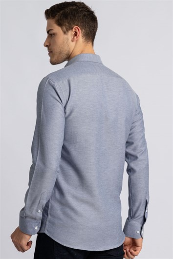 Modern Slim Fit Pamuklu Kolay Ütü Armürlü Erkek Gömlek