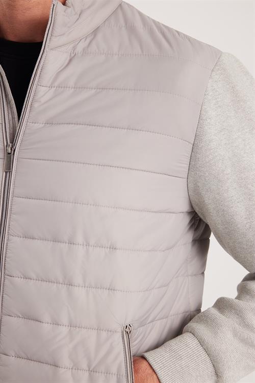 Erkek Relax Fit Rahat Kesim Kapitone Kollar Triko Çift Cepli Sıcak Tutan Bej Mont