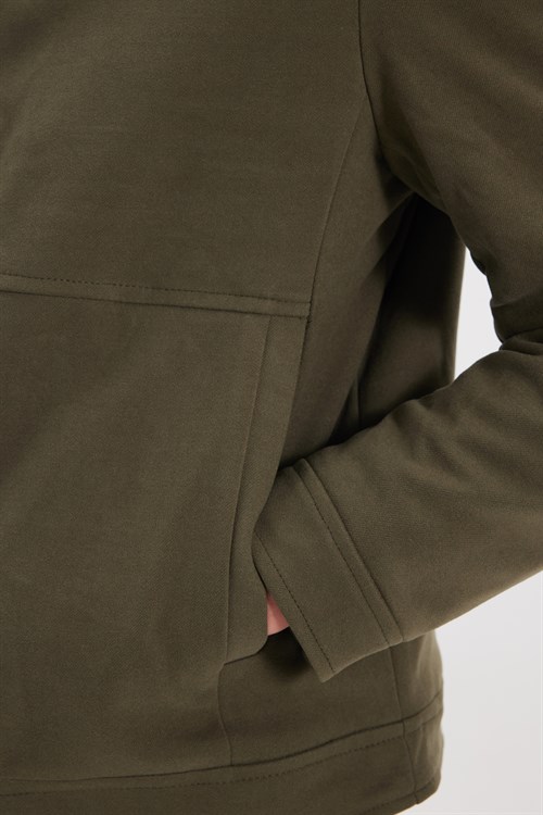 Erkek Slim Fit Dar Kesim Çift Cepli Çıtçıt Kapamalı Haki Mont