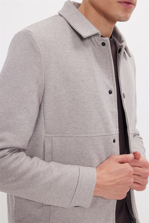 Erkek Slim Fit Dar Kesim Çift Cepli Çıtçıt Kapamalı Taş Mont
