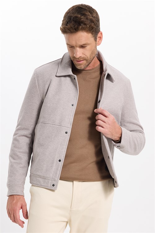 Erkek Slim Fit Dar Kesim Çift Cepli Çıtçıt Kapamalı Taş Mont