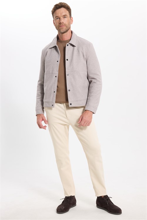 Erkek Slim Fit Dar Kesim Çift Cepli Çıtçıt Kapamalı Taş Mont