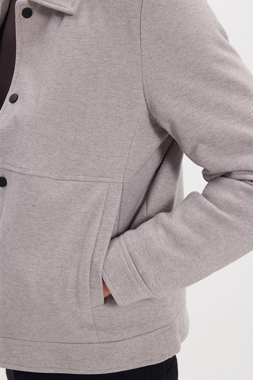 Erkek Slim Fit Dar Kesim Çift Cepli Çıtçıt Kapamalı Taş Mont