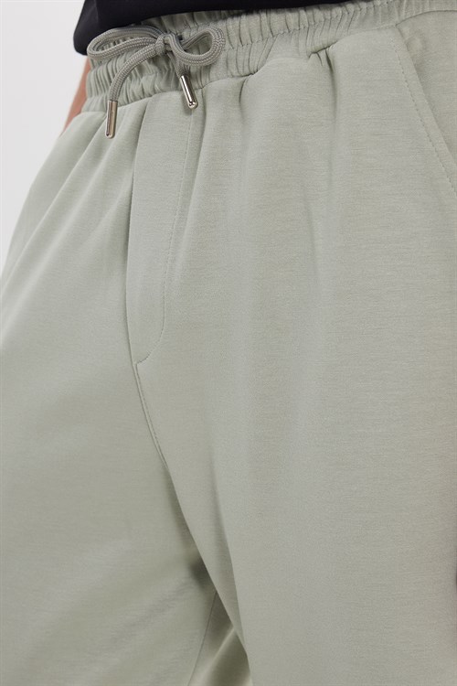 Erkek Regular Fit Beli Lastikli Bağcıklı Jogger Gri Pantolon Rahat Kesim Yan Cepli