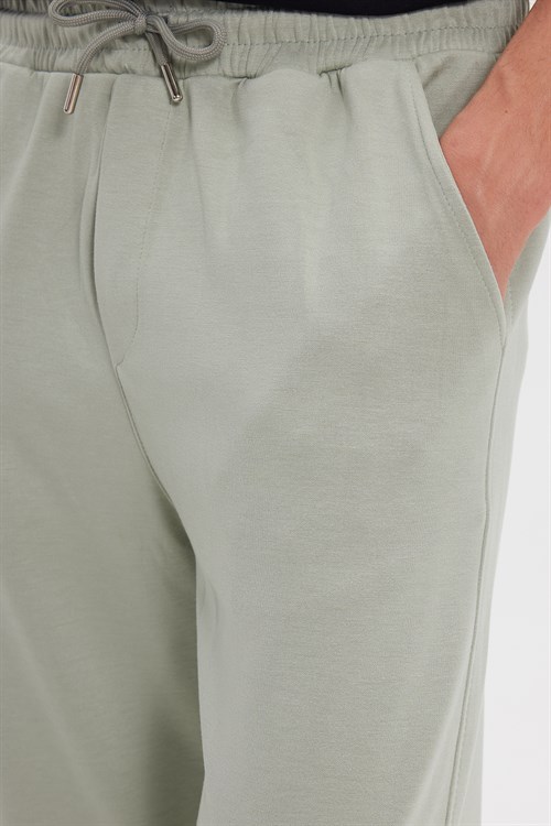 Erkek Regular Fit Beli Lastikli Bağcıklı Jogger Gri Pantolon Rahat Kesim Yan Cepli