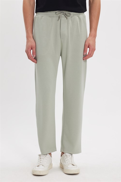 Erkek Regular Fit Beli Lastikli Bağcıklı Jogger Gri Pantolon Rahat Kesim Yan Cepli