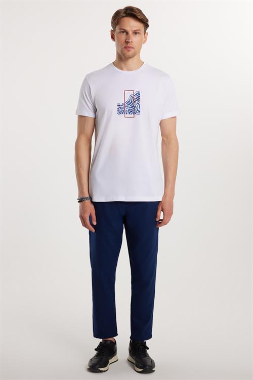 Erkek Regular Fit Beli Regular Fit Lastikli Bağcıklı Jogger Lacivert Pantolon Rahat Kesim Yan Cepli