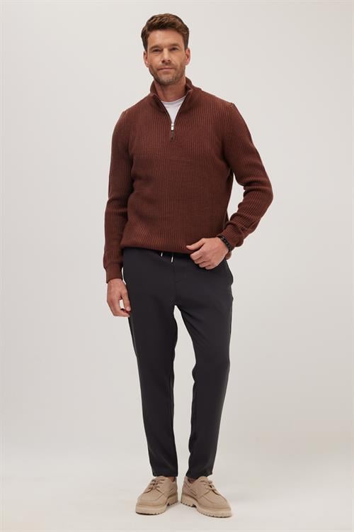 Erkek Regular Fit Beli Lastikli Bağcıklı Jogger Gri Pantolon Rahat Kesim Yan Cepli