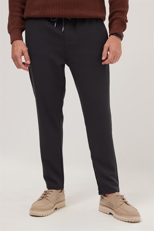 Erkek Regular Fit Beli Lastikli Bağcıklı Jogger Gri Pantolon Rahat Kesim Yan Cepli