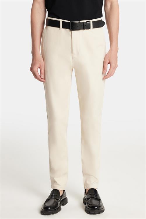 Erkek Slim Fit Chino Esnek Yandan Cepli Önü Fermuarlı Pamuklu Dokulu Taş Pantolon