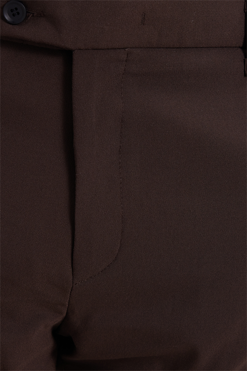 Erkek Slim Fit Dar Kesim Esnek Yan Cepli Bilek Boy Canvas Kesim Kahverengi Pantolon
