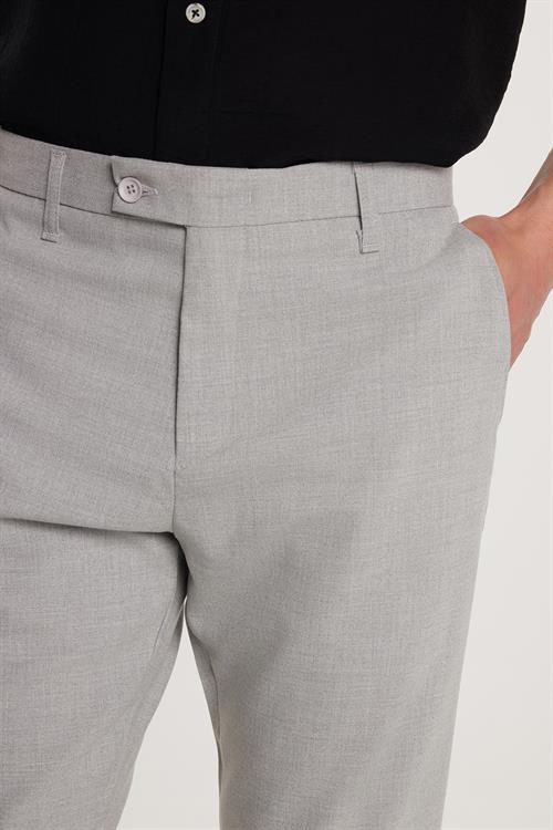 Erkek Slim Fit Dar Kesim Esnek Yan Cepli Bilek Boy Canvas Kesim Gri Pantolon