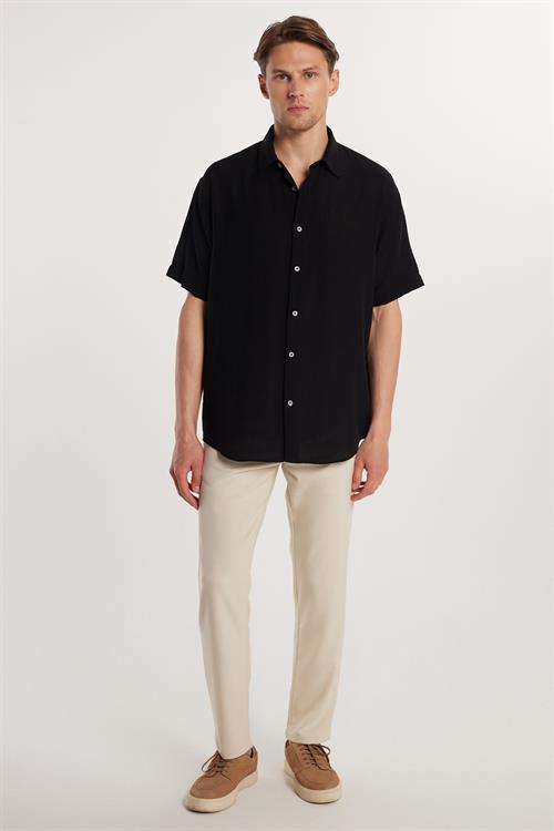Erkek Slim Fit Dar Kesim Esnek Yan Cepli Bilek Boy Canvas Kesim Koyu Bej Pantolon