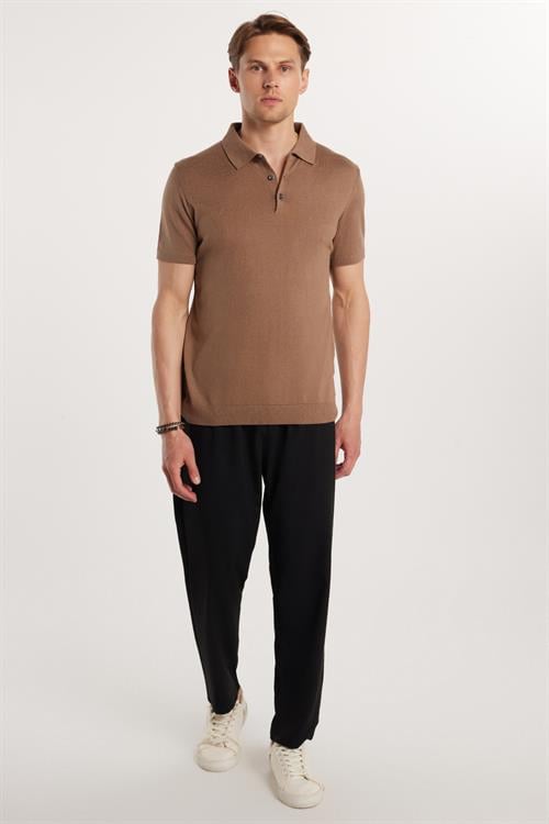 Erkek Regular Fit Çift Pileli Beli Lastikli Rahat Kesim Bol Paça Baggy Siyah Pantolon