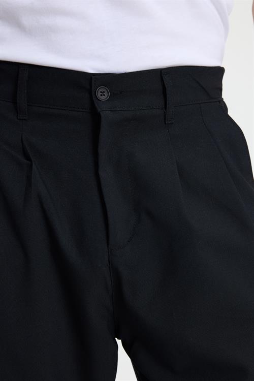 Erkek Regular Fit Çift Pileli Beli Lastikli Rahat Kesim Bol Paça Baggy Lacivert Pantolon