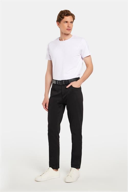 Erkek Regular Fit Rahat Kesim Mevsimlik Kanvas Siyah Pantolon