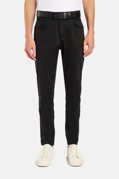 Erkek Regular Fit Rahat Kesim Mevsimlik Kanvas Siyah Pantolon