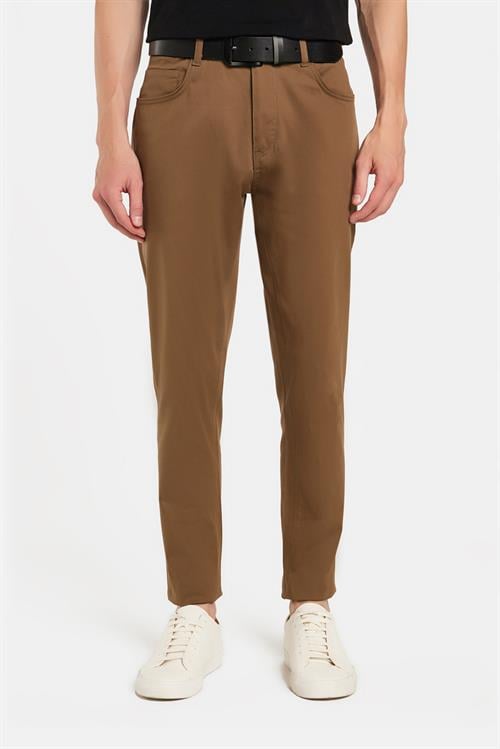 Erkek Regular Fit Rahat Kesim Mevsimlik Kanvas Kahverengi Pantolon