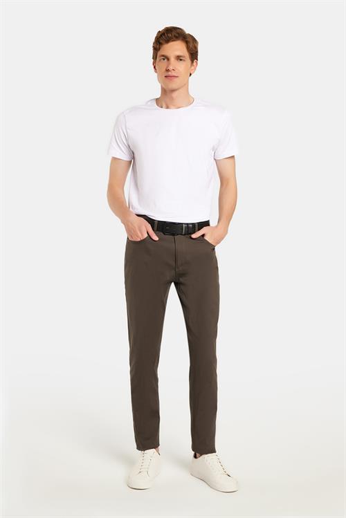 Erkek Regular Fit Rahat Kesim Mevsimlik Kanvas Haki Pantolon