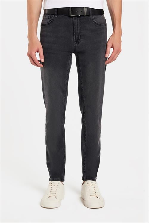 Erkek Regular Fit Normal Kesim Denim Yıkamalı Düz Paça Gri Jean Kot Pantolon