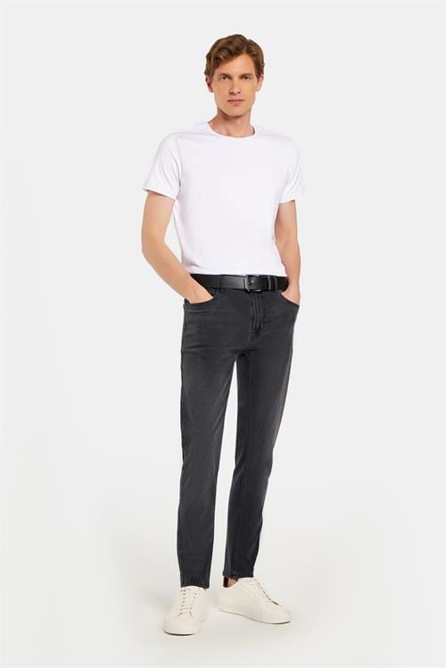 Erkek Regular Fit Normal Kesim Denim Yıkamalı Düz Paça Gri Jean Kot Pantolon