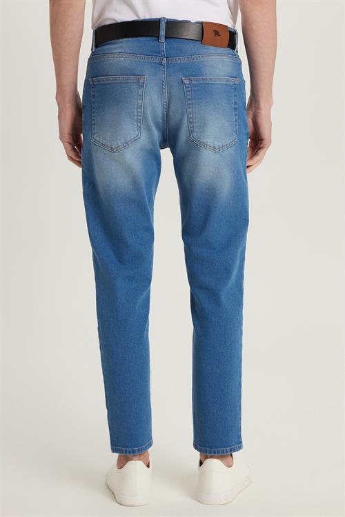 Erkek Regular Fit Normal Kesim Denim Yıkamalı Düz Paça Mavi Jean Kot Pantolon