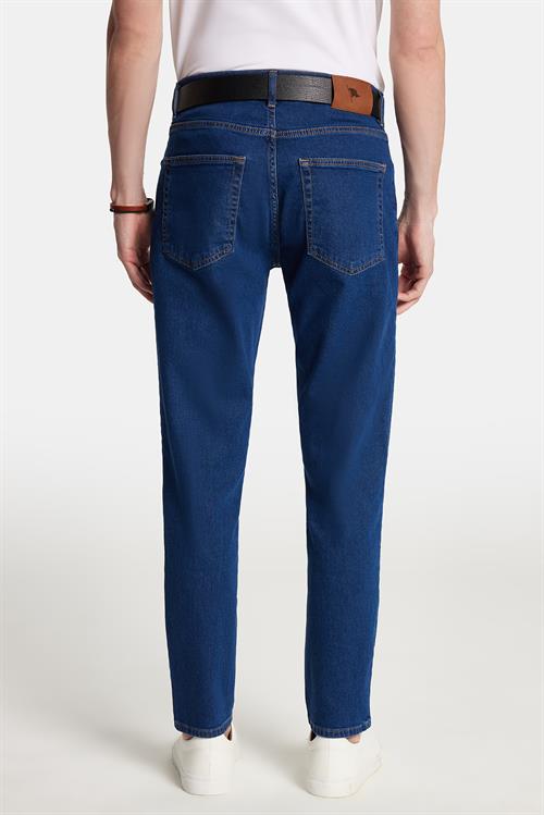 Erkek Regular Fit Normal Kesim Denim Yıkamalı Düz Paça Lacivert Jean Kot Pantolon