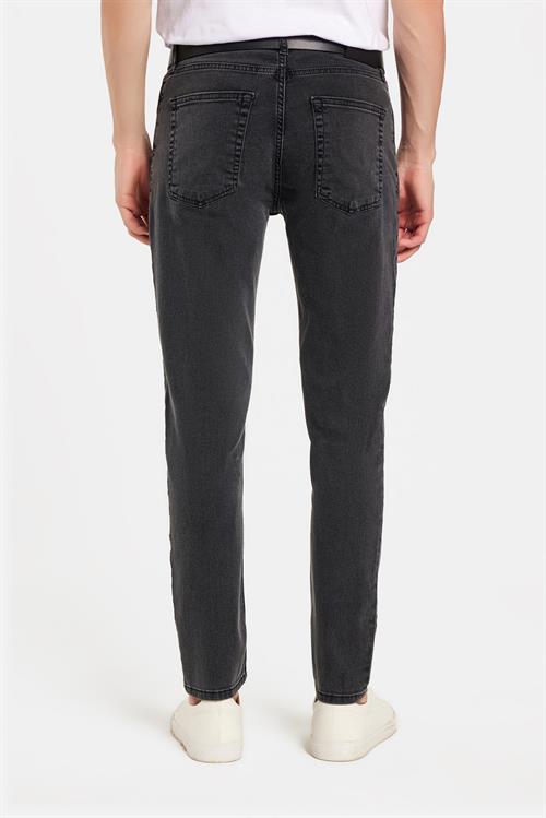 Erkek Regular Fit Yıkamalı Taşlamalı Esnek Kot  Düz Paça Tapered Gri Jean Pantolon