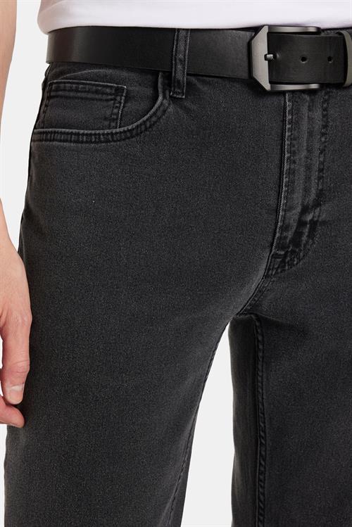Erkek Regular Fit Yıkamalı Taşlamalı Esnek Kot  Düz Paça Tapered Gri Jean Pantolon