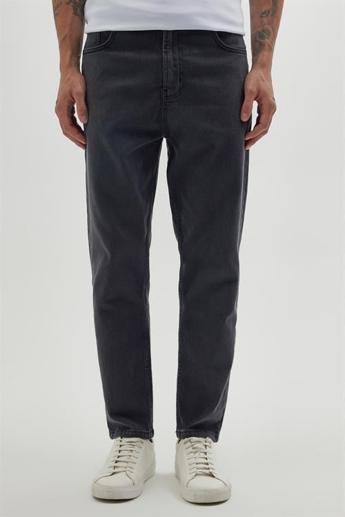 Erkek Regular Fit Bol Kesim Denim Yıkamalı Efektli Esnek Gri Jean Kot Pantolon