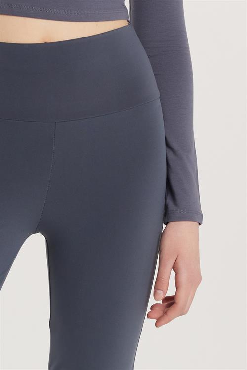 Kadın Slim Fit Dar Kesim Geniş Paça Antrasit Pantolon
