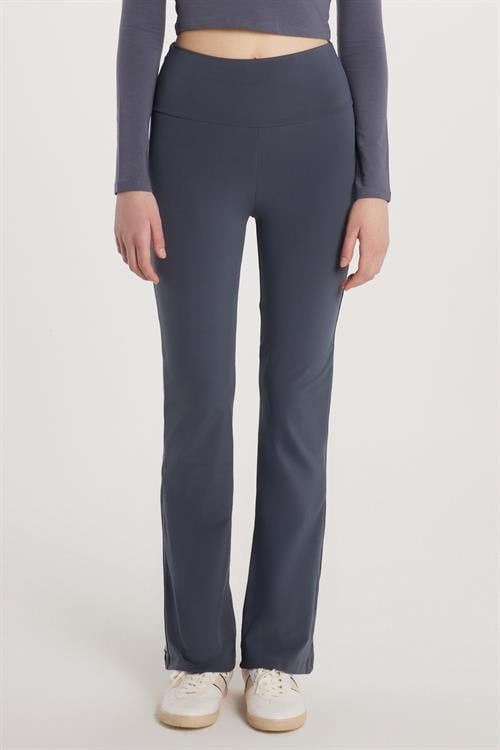 Kadın Slim Fit Dar Kesim Geniş Paça Antrasit Pantolon