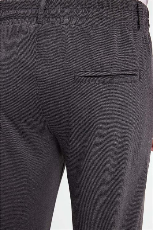 Erkek Slim Fit Pamuklu Beli Bağlamalı Yan Cepli Katlamalı Paça Jogger Gri Pantolon