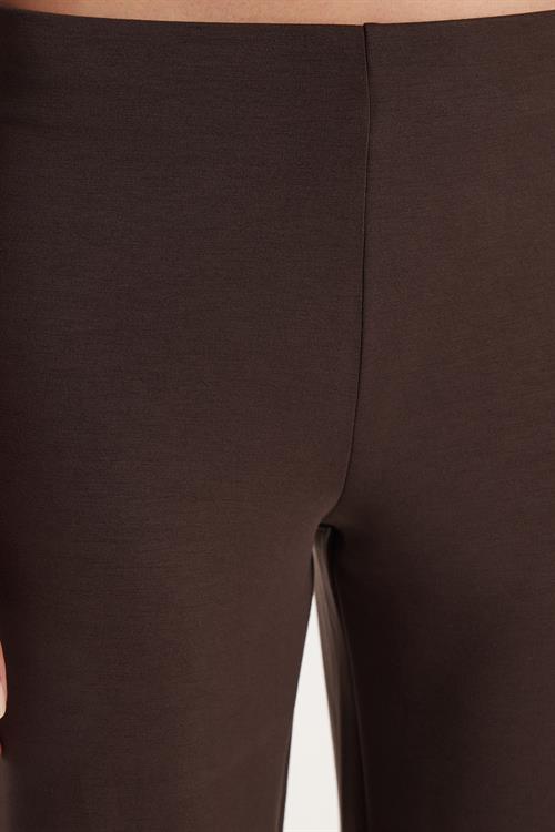 Kadın Relax Fit Rahat Kesim Lastikli Geniş Paça Modal Kahverengi Pantolon