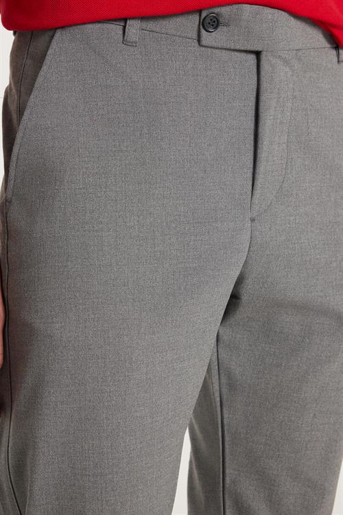 Erkek Slim Fit Dar Kesim Chino Yandan Cepli Pamuklu Koyu Gri Pantolon