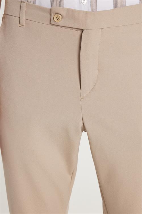 Erkek Slim Fit Dar Kesim Chino Yandan Cepli Pamuklu Taş Pantolon