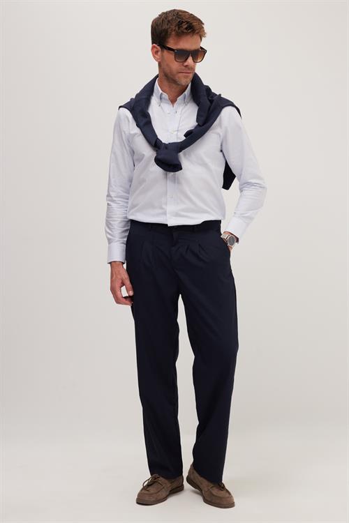 Erkek Regular Fit Klasik Kesim Normal Bel Geniş Paça Lacivert Pantolon