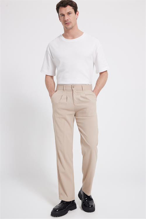 Erkek Regular Fit Klasik Kesim Normal Bel Geniş Paça Taş Pantolon