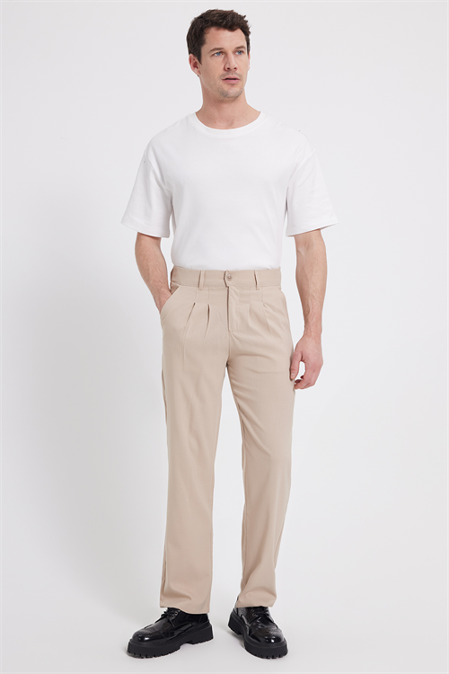 Erkek Regular Fit Klasik Kesim Normal Bel Geniş Paça Taş Pantolon