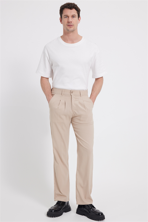 Erkek Regular Fit Klasik Kesim Normal Bel Geniş Paça Taş Pantolon