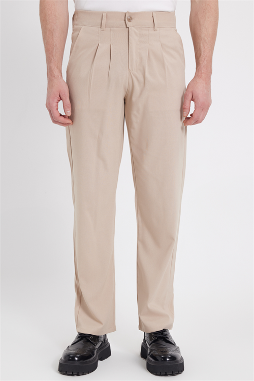 Erkek Regular Fit Klasik Kesim Normal Bel Geniş Paça Taş Pantolon
