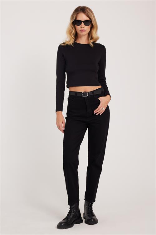 Kadın Slim Fit Dar Kesim Pamuklu Dar Paça Siyah Jean Pantolon