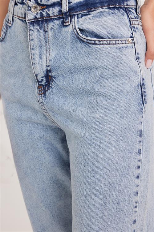 Kadın Slim Fit Dar Kesim Pamuklu Dar Paça Açık Mavi Jean Pantolon