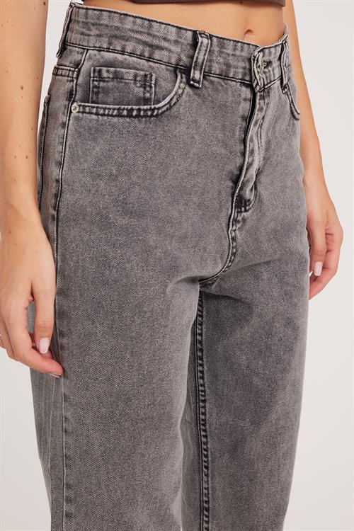 Kadın Slim Fit Dar Kesim Pamuklu Dar Paça Antrasit Jean Pantolon
