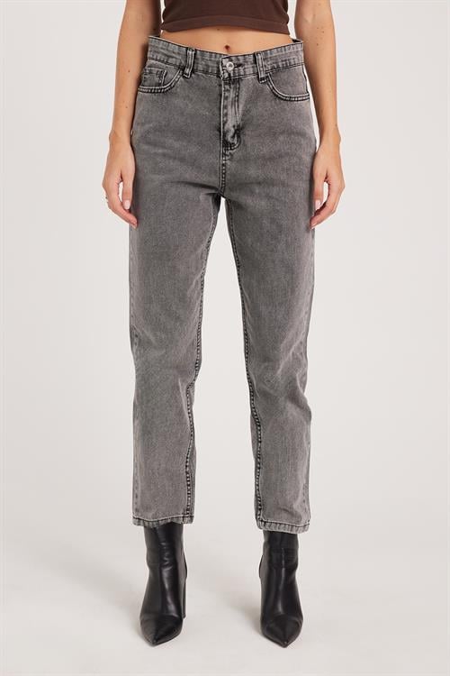 Kadın Slim Fit Dar Kesim Pamuklu Dar Paça Antrasit Jean Pantolon