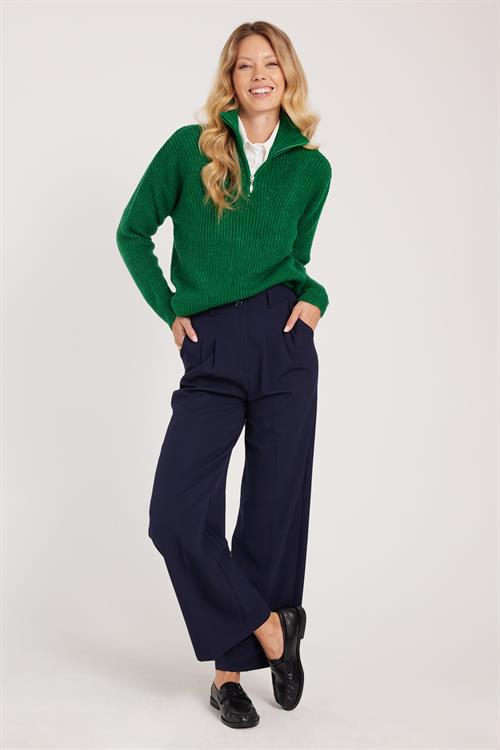 Kadın Regular Fit Klasik Kesim Yüksel Bel Geniş Paça Lacivert Pantolon