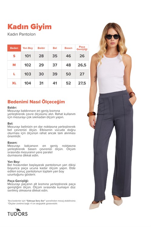 Kadın Relax Fit Rahat Kesim Modal Kumaş Yüksel Bel Geniş Paça Antrasit Pantolon
